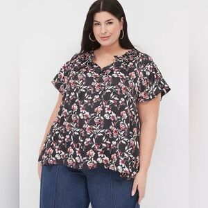 NWT Notch-Neck Satin & Knit Top